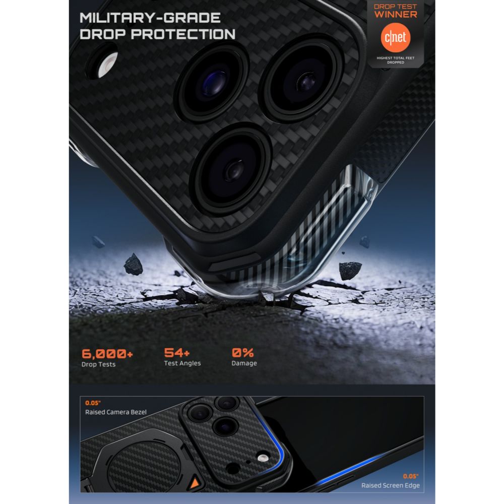 Dėklas Supcase UB Aero MagSafe Aramid telefonams iPhone 18 Pro Max / 17 Pro Max - juodas -- iPhone 18 Pro Max / iPhone 17...