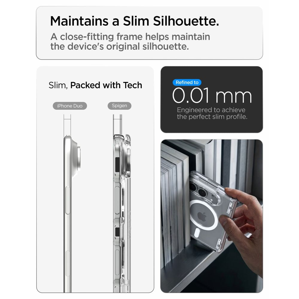 Dėklas Spigen Ultra Hybrid Pro MagSafe skirtas iPhone Duo - skaidrus ir baltas -- iPhone Duo