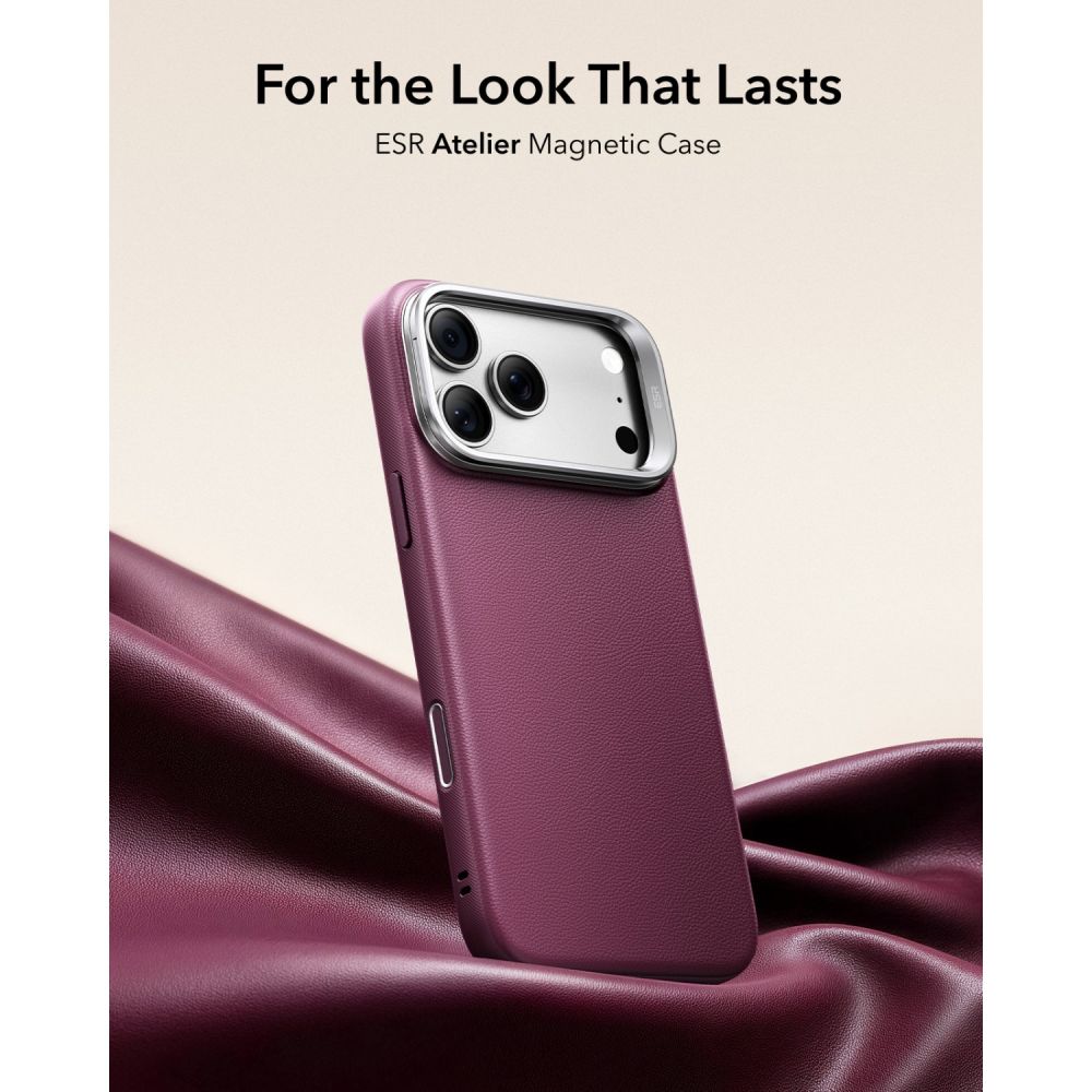 Dėklas ESR Atelier Kickstand MagSafe telefonams iPhone 18 Pro / 17 Pro - bordo -- iPhone 18 Pro / iPhone 17 Pro