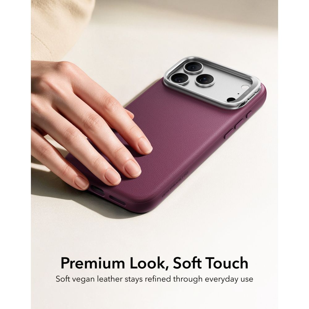 Dėklas ESR Atelier Kickstand MagSafe telefonams iPhone 18 Pro / 17 Pro - bordo -- iPhone 18 Pro / iPhone 17 Pro