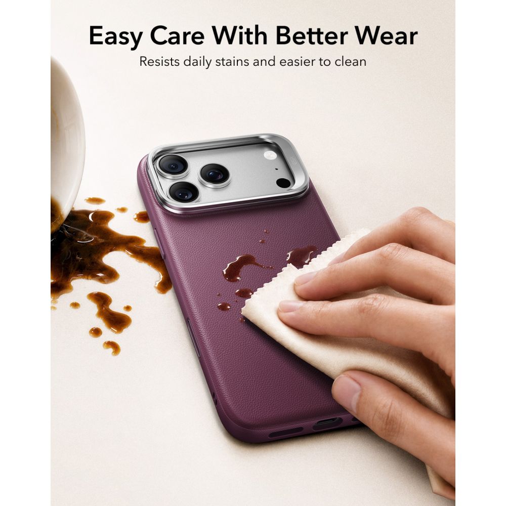 Dėklas ESR Atelier Kickstand MagSafe telefonams iPhone 18 Pro / 17 Pro - bordo -- iPhone 18 Pro / iPhone 17 Pro