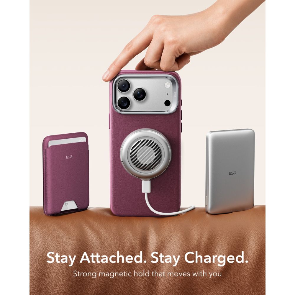 Dėklas ESR Atelier Kickstand MagSafe telefonams iPhone 18 Pro / 17 Pro - bordo -- iPhone 18 Pro / iPhone 17 Pro