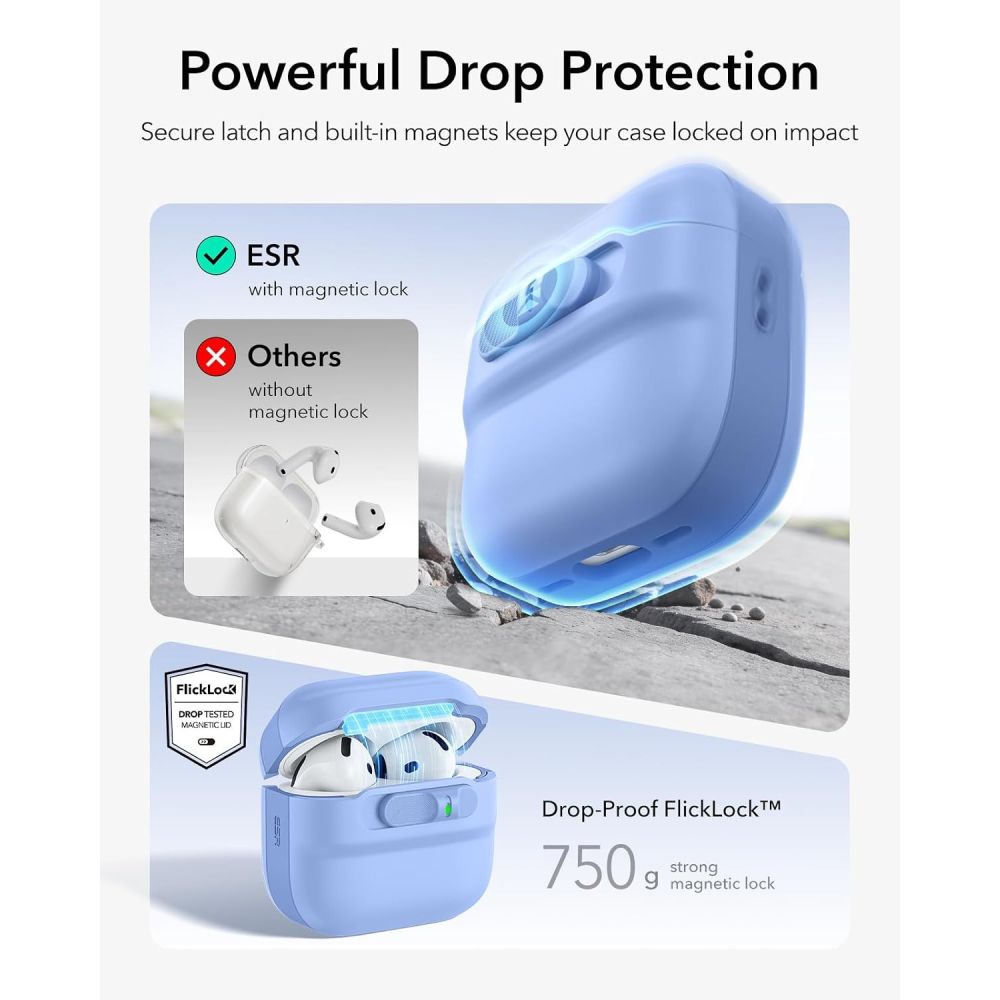 Dėklas ESR Pulse HaloLock MagSafe ausinėms Apple AirPods 4 / 5 - šviesiai mėlynas -- AirPods 4 / AirPods 5