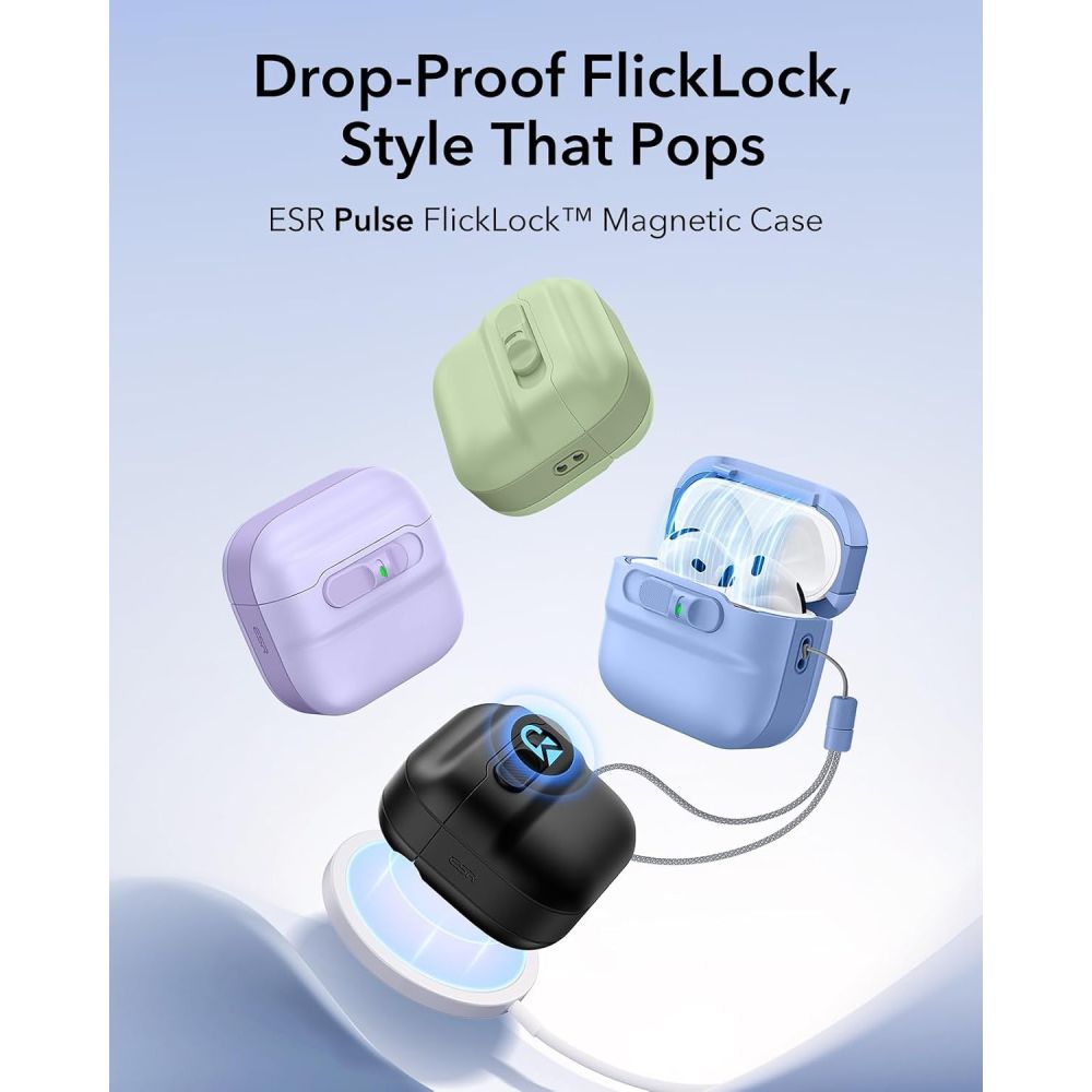 Dėklas ESR Pulse HaloLock MagSafe ausinėms Apple AirPods 4 / 5 - šviesiai mėlynas -- AirPods 4 / AirPods 5