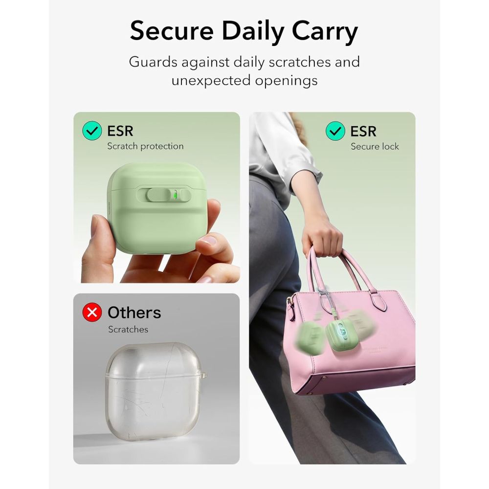 Dėklas ESR Pulse HaloLock MagSafe skirtas Apple AirPods 4 / 5 - šviesiai žalias -- AirPods 4 / AirPods 5