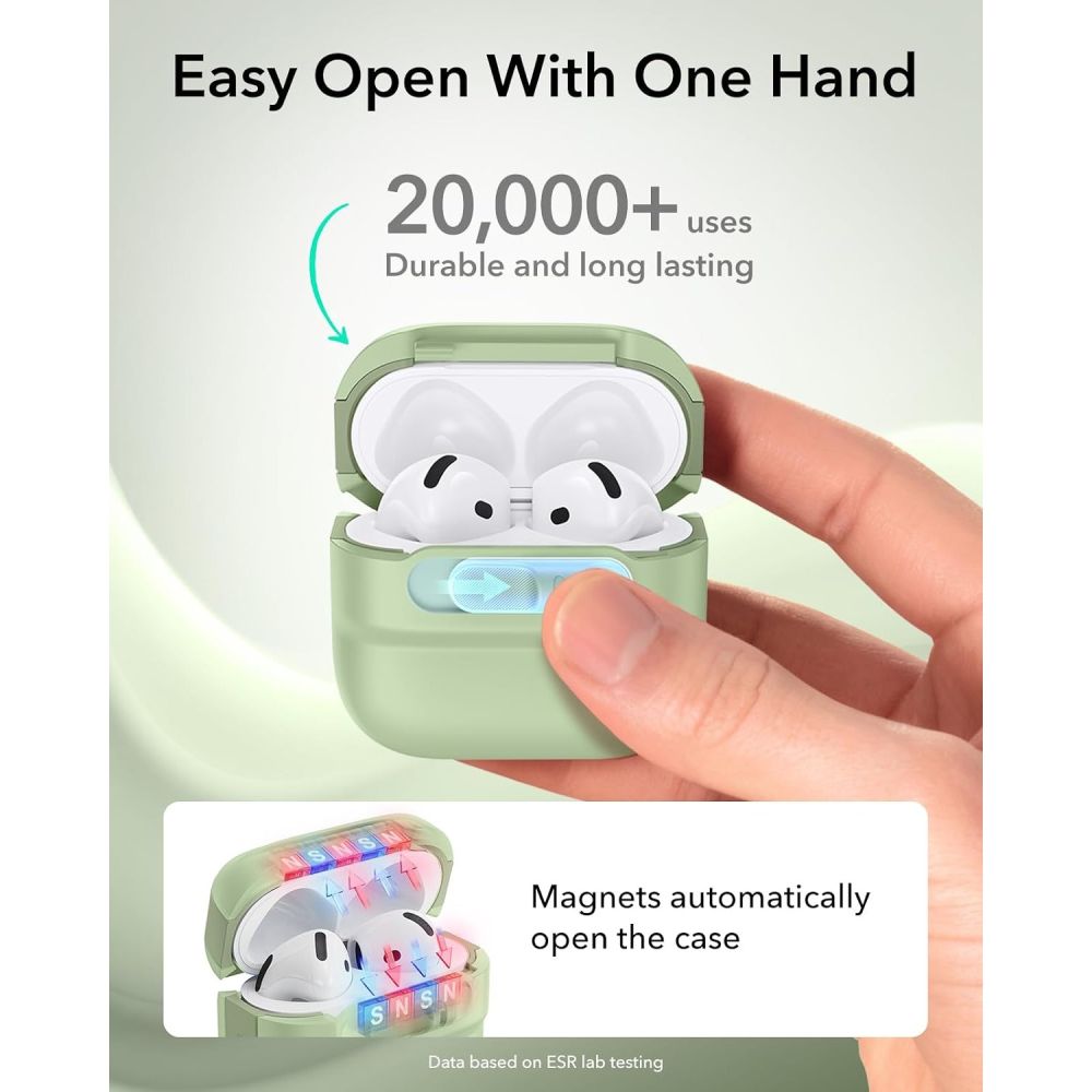 Dėklas ESR Pulse HaloLock MagSafe skirtas Apple AirPods 4 / 5 - šviesiai žalias -- AirPods 4 / AirPods 5