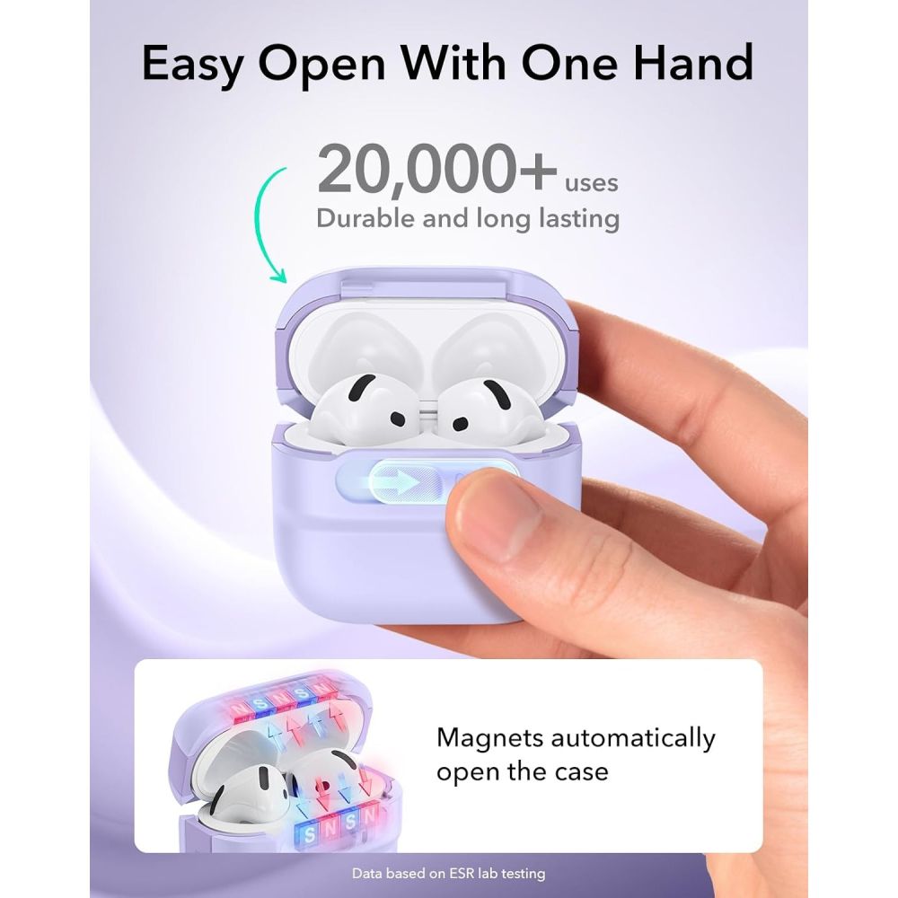 Dėklas ESR Pulse HaloLock MagSafe ausinėms Apple AirPods 4 / 5 - violetinis -- AirPods 4 / AirPods 5