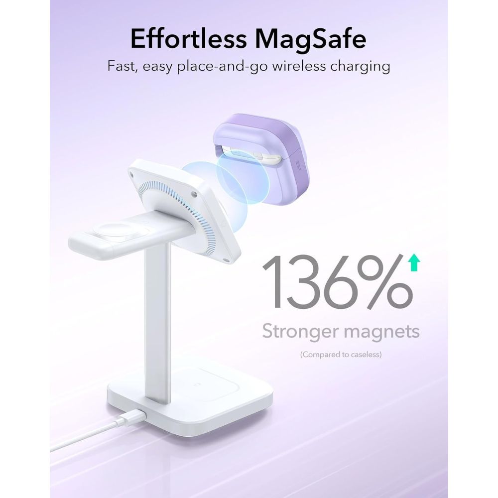 Dėklas ESR Pulse HaloLock MagSafe ausinėms Apple AirPods 4 / 5 - violetinis -- AirPods 4 / AirPods 5