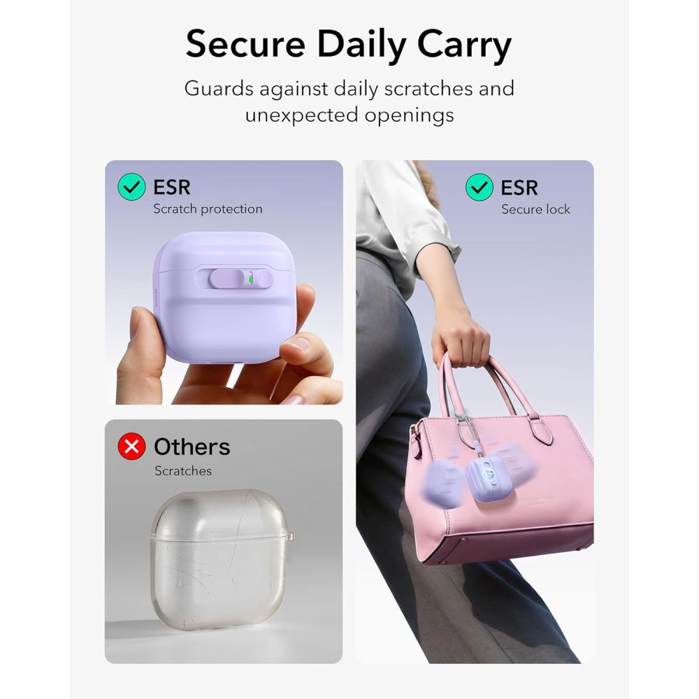 Dėklas ESR Pulse HaloLock MagSafe ausinėms Apple AirPods 4 / 5 - violetinis -- AirPods 4 / AirPods 5