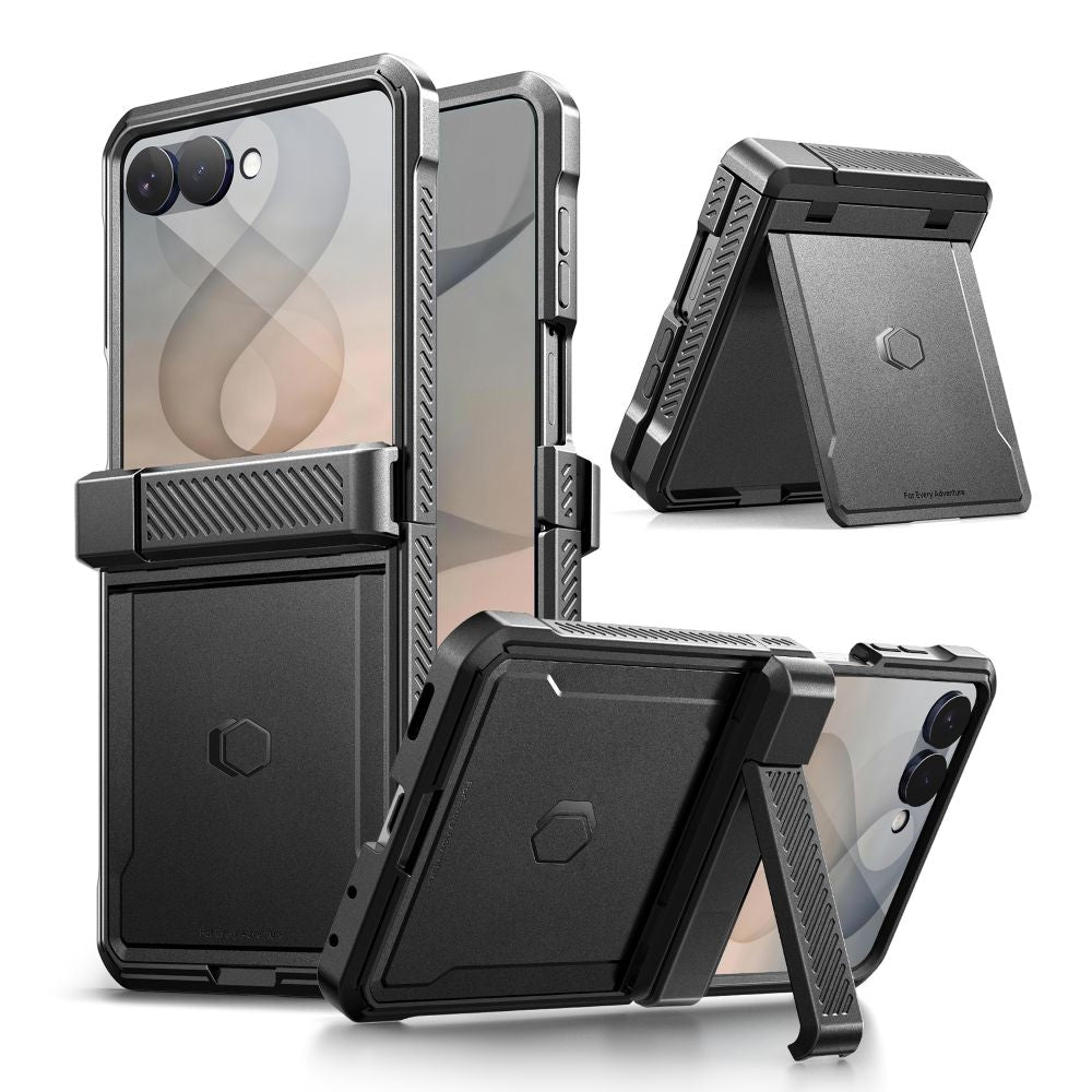 Dėklas Tech-Protect Kevlar Pro skirtas Samsung Galaxy Z Flip 8 - juodas -- Samsung Galaxy Z Flip 8