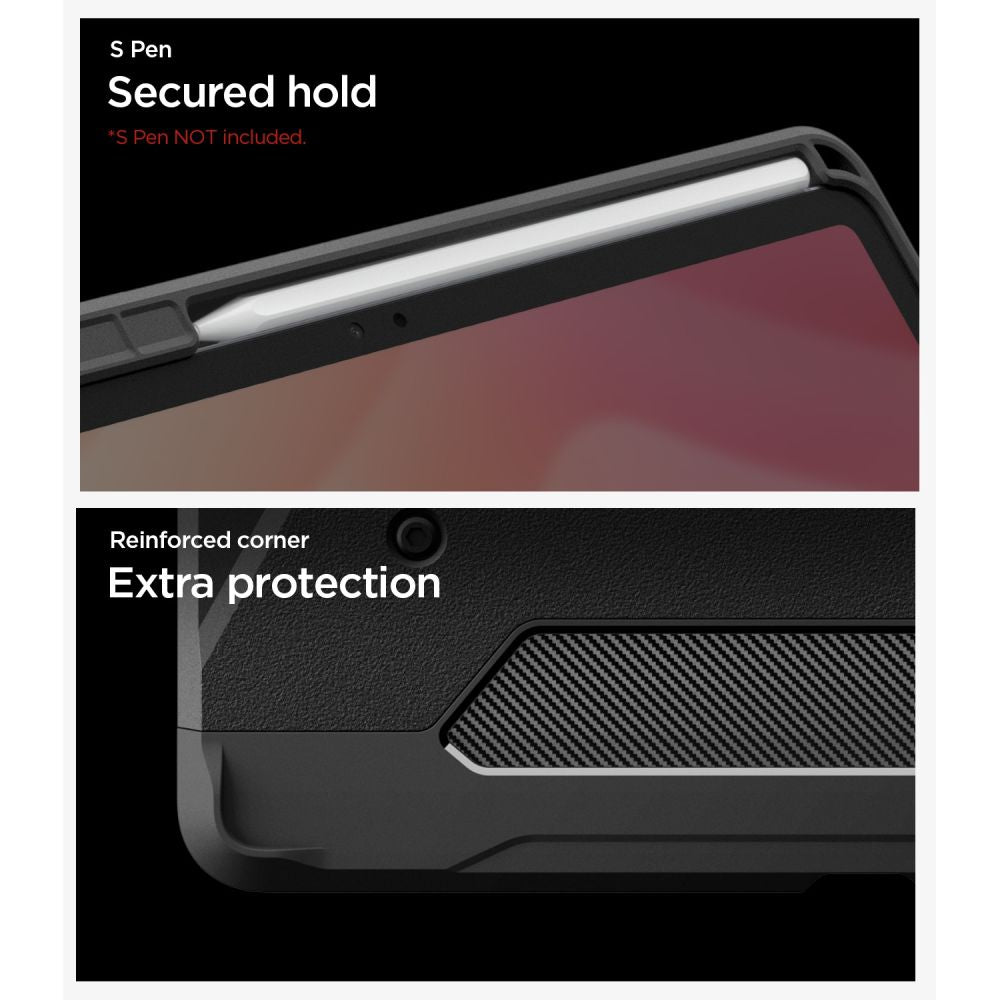 Dėklas Spigen Tough Armor Pro skirtas Samsung Galaxy Tab S12+ 12.6" - juodas -- Samsung Galaxy Tab S12+