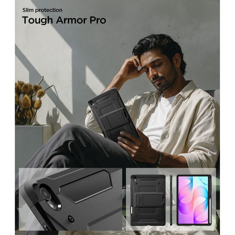 Dėklas Spigen Tough Armor Pro skirtas Samsung Galaxy Tab S12+ 12.6" - juodas -- Samsung Galaxy Tab S12+