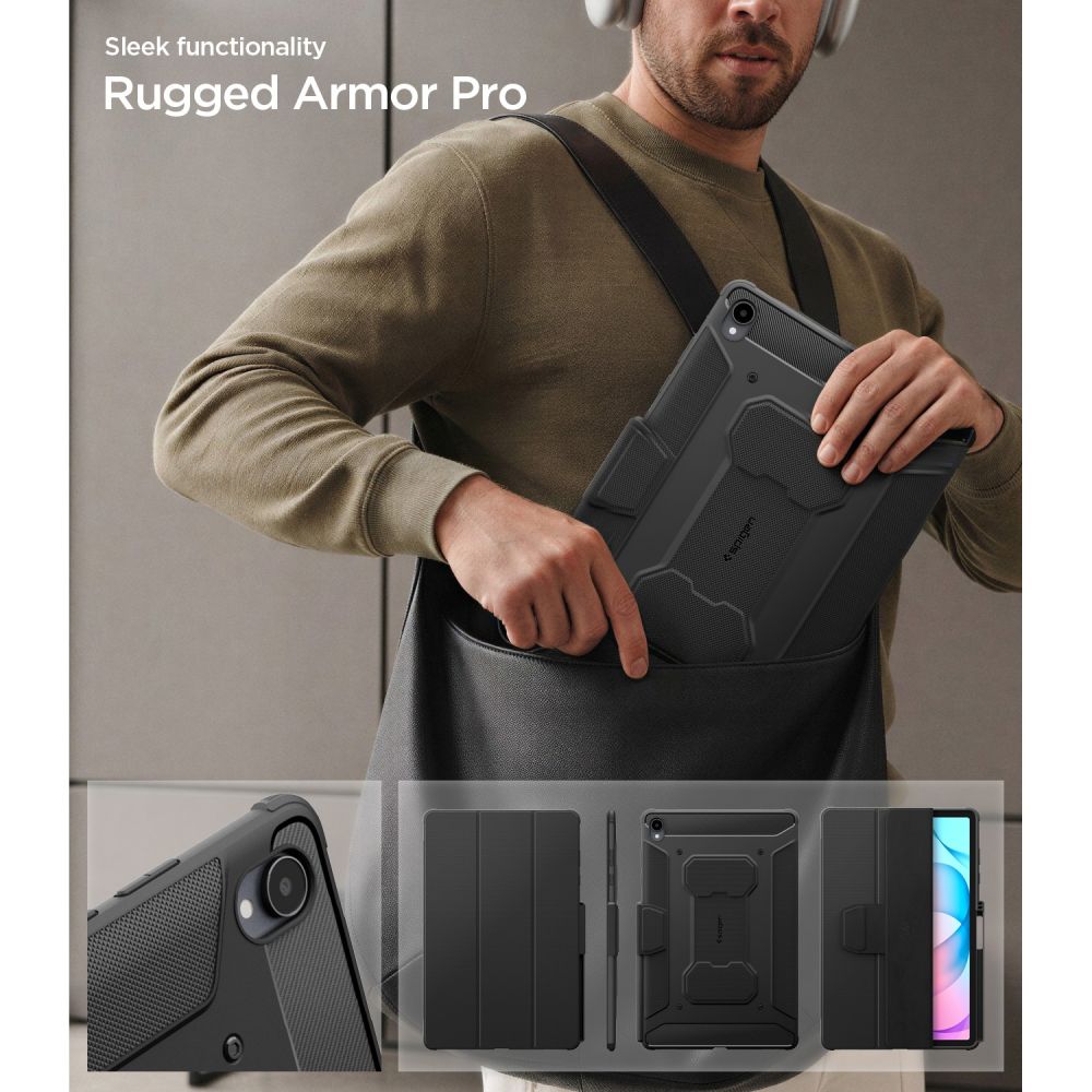 Dėklas Spigen Rugged Armor Pro skirtas Samsung Galaxy Tab S12+ 12.6" - matinis juodas -- Samsung Galaxy Tab S12+