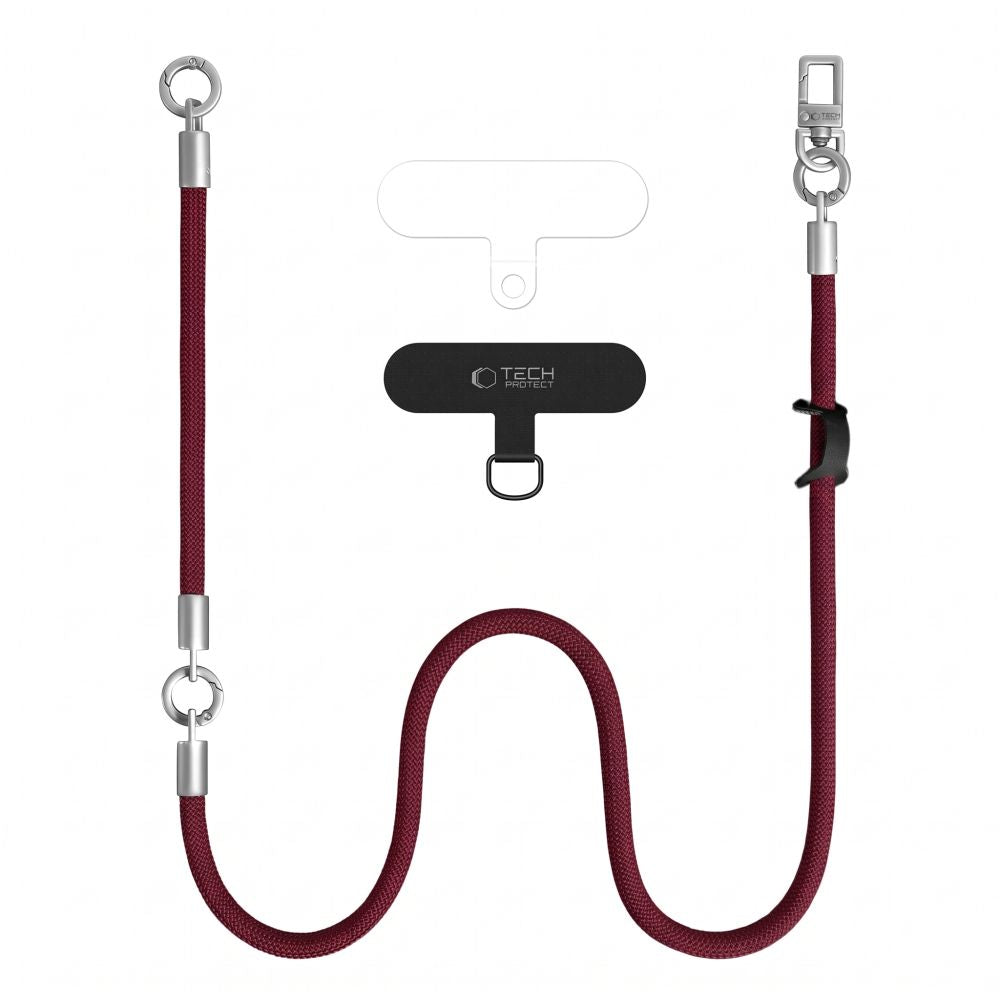Telefono dirželių rinkinys Tech-Protect C10S Rope Crossbody & Wrist, bordo / titano spalvos -- Uncategorized