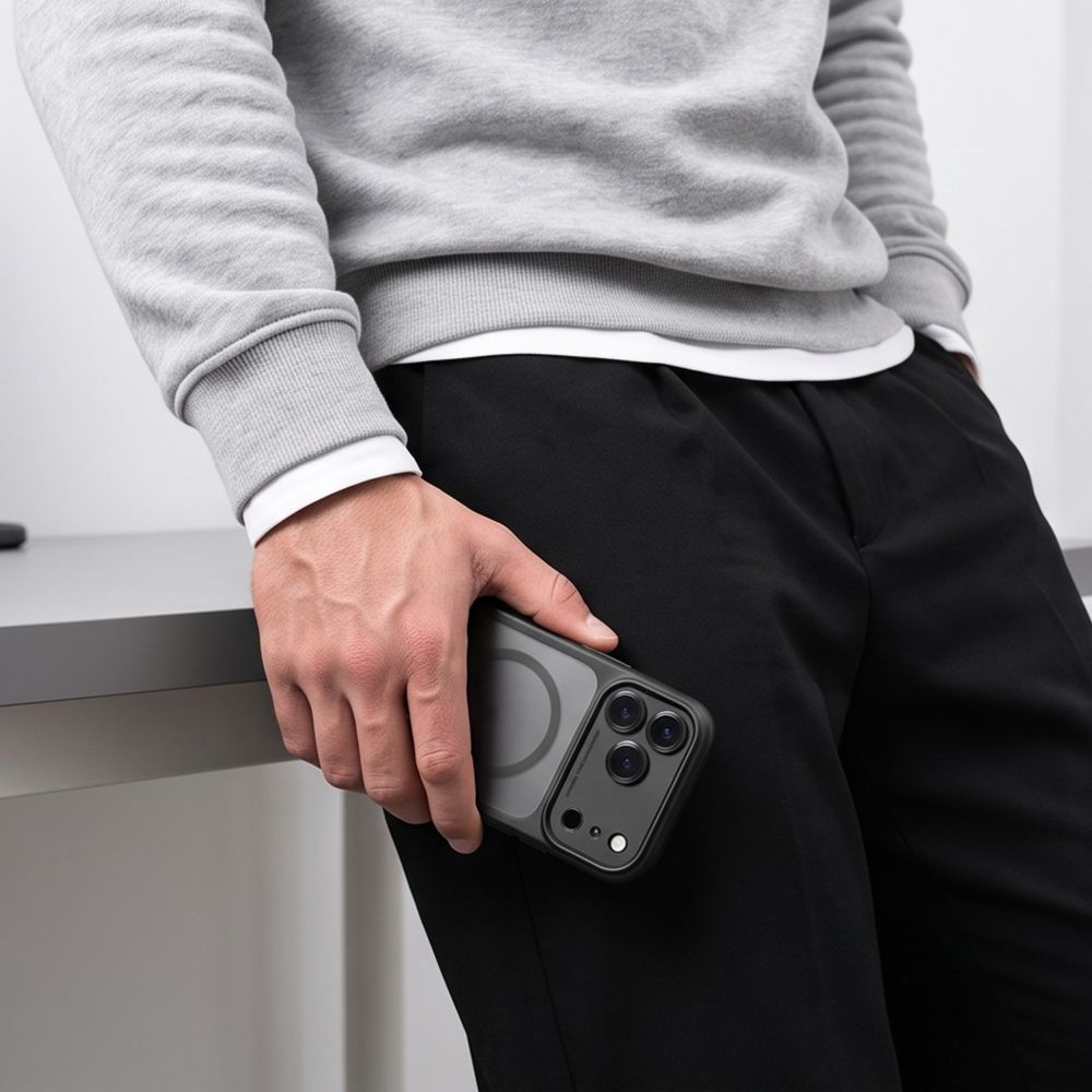 Dėklas Tech-Protect MagPeak MagSafe CC iPhone 17 Pro / 18 Pro, matinis juodas -- iPhone 17 Pro, iPhone 18 Pro
