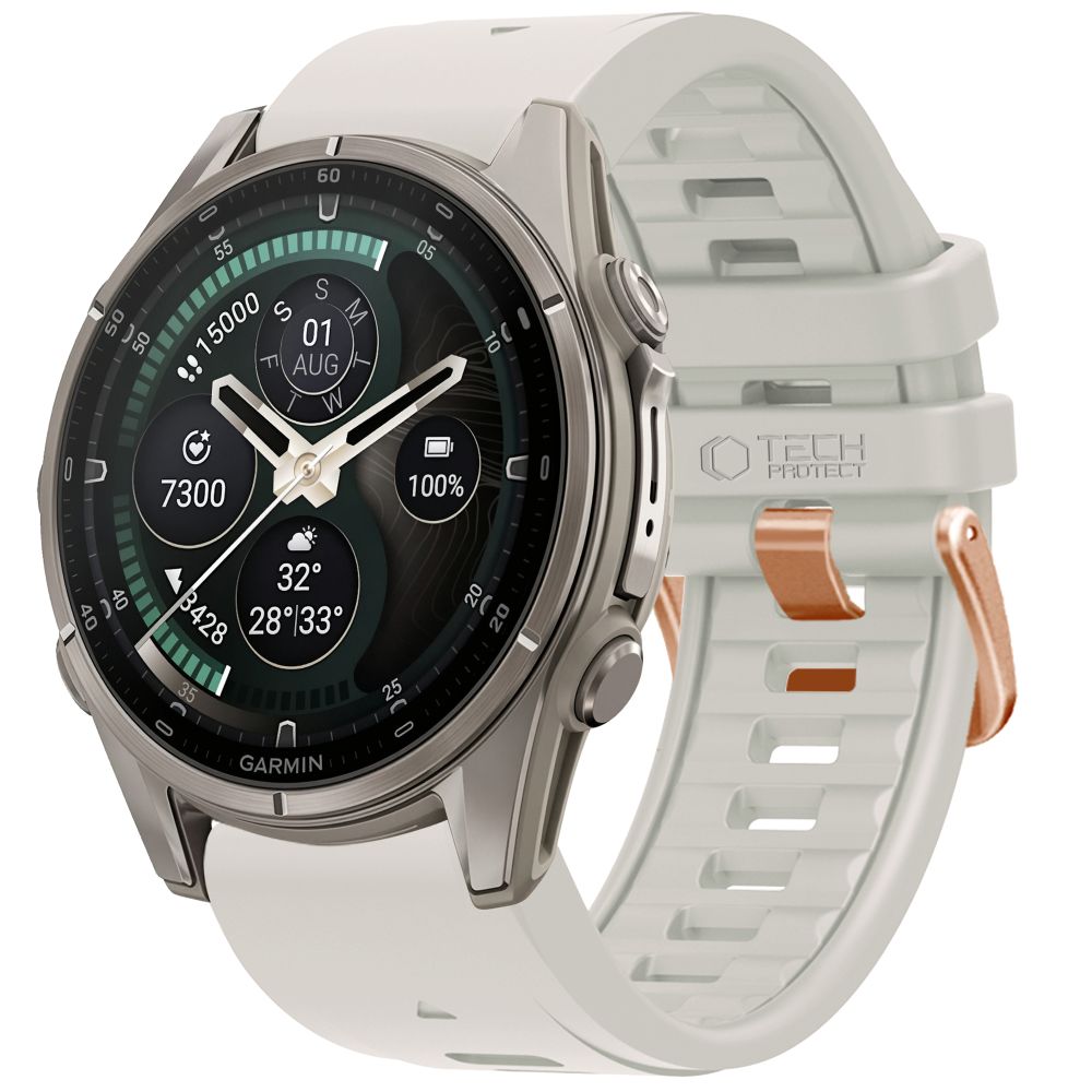Dirželis Tech-Protect Silicone Garmin Fenix 5S / 5S Plus / 6S / 6S Pro / 7S / 8 / 9 / 9 Pro (43 mm), pilkas -- Garmin...
