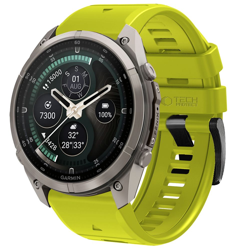 Dirželis Tech-Protect Silicone Garmin Fenix 5 / 6 / 6 Pro / 7 / 8 / 8 Pro / E / 9 / 9 Pro (47 mm), laimo žalias -- Garmin...