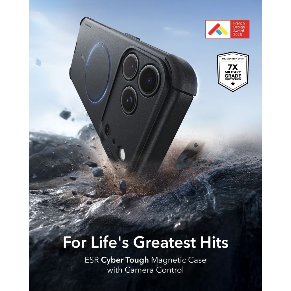Dėklas ESR Cyber Tough MagSafe iPhone 17 Pro Max / 18 Pro Max, juodas -- iPhone 17 Pro Max, iPhone 18 Pro Max