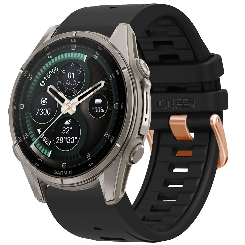 Dirželis Tech-Protect Silicone Garmin Fenix 5S / 5S Plus / 6S / 6S Pro / 7S / 8 / 9 / 9 Pro (43 mm), juodas -- Garmin...
