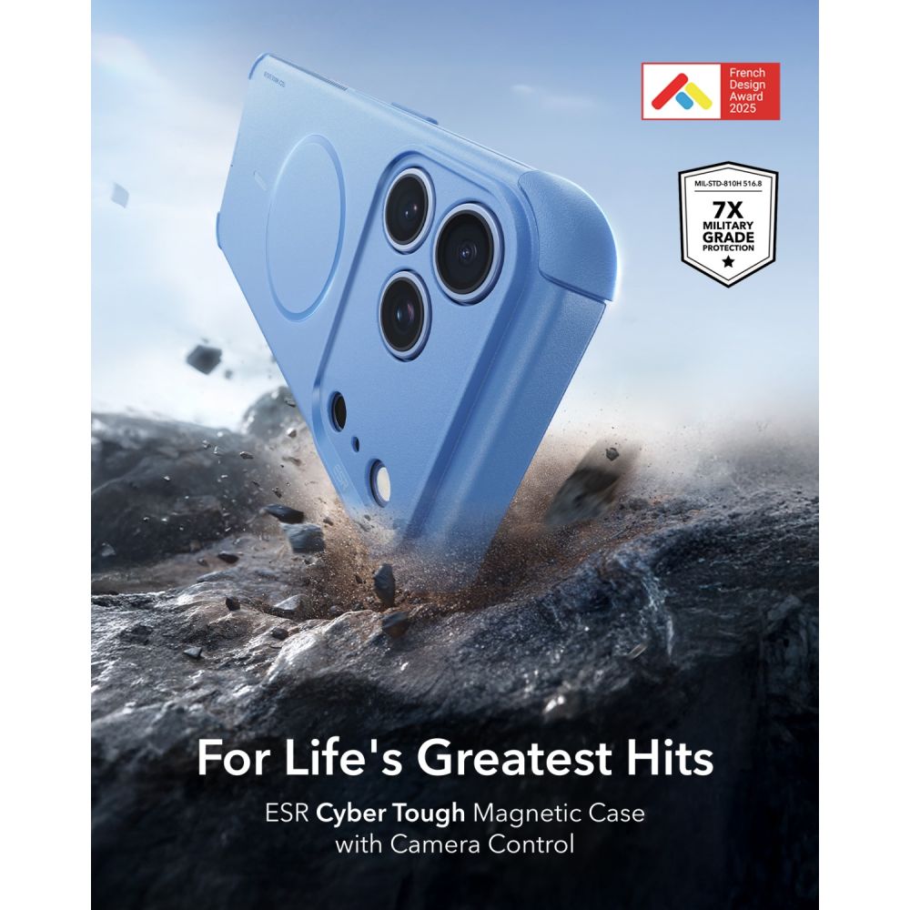 Dėklas ESR Cyber Tough MagSafe iPhone 17 Pro Max / 18 Pro Max, šviesiai mėlynas -- iPhone 17 Pro Max, iPhone 18 Pro Max