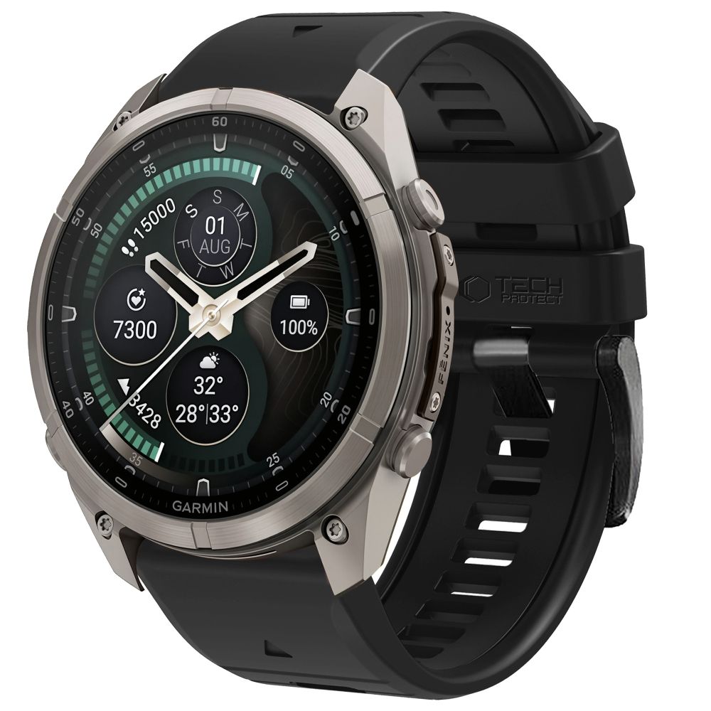 Dirželis Tech-Protect Silicone Garmin Fenix 5 / 6 / 6 Pro / 7 / 8 / 8 Pro / E / 9 / 9 Pro (51 mm), juodas -- Garmin Fenix...