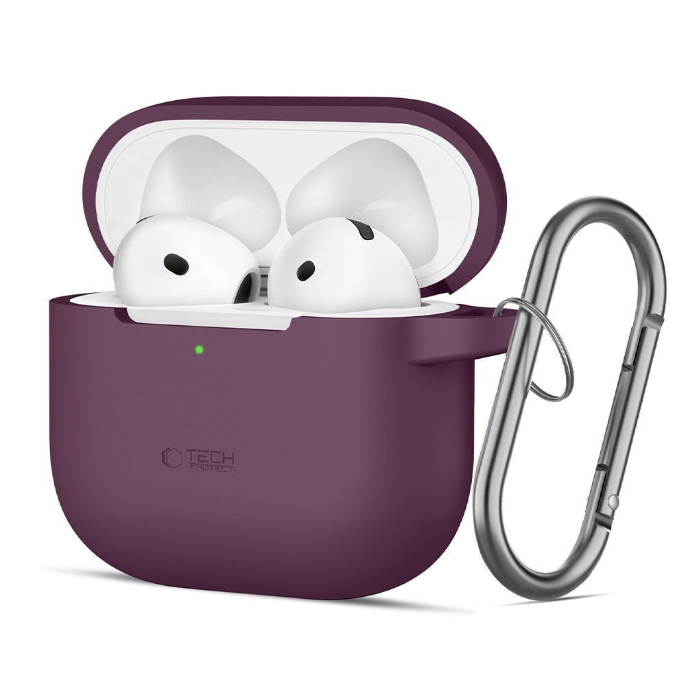 Dėklas Tech-Protect Silicone Hook AirPods 4 / 5, bordo -- AirPods 4, AirPods 5
