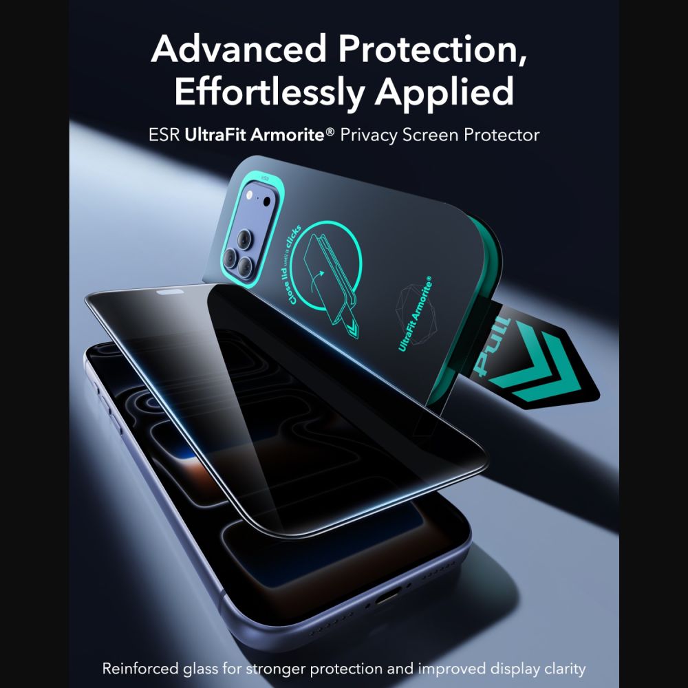 Apsauginis privatumo stiklas ESR UltraFit Armorite, 2 vnt., iPhone 18 Pro Max -- iPhone 18 Pro Max