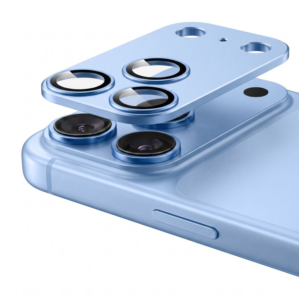 Kameros apsauginis stiklas Tech-Protect Camfull Fit+ iPhone 18 Pro, šviesiai mėlynas -- iPhone 18 Pro