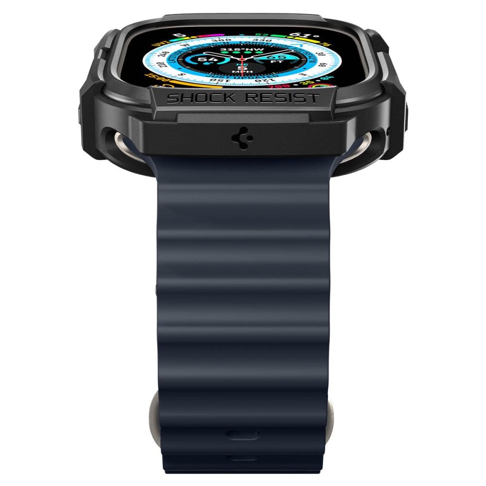Dėklas Spigen Rugged Armor Apple Watch Ultra 1 / 2 (49 mm), matinis juodas -- Apple Watch Ultra (49 mm), Apple Watch...