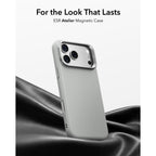Dėklas ESR Leather Kickstand MagSafe iPhone 17 Pro / 18 Pro, pilkas -- iPhone 17 Pro, iPhone 18 Pro