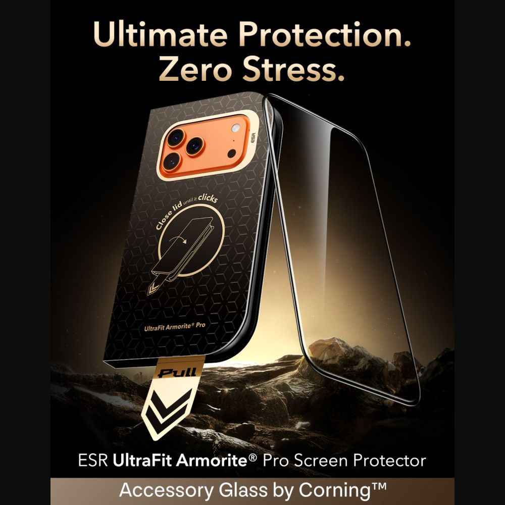 Apsauginis stiklas ESR UltraFit Armorite Pro, iPhone 17 Pro Max / 18 Pro Max, juodas -- iPhone 17 Pro Max, iPhone 18 Pro Max