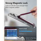 Piniginė ESR Classic RFID Magnetic Wallet Stand su MagSafe, tamsiai bordinė -- iPhone 17e, iPhone 17 Pro Max, iPhone 17...