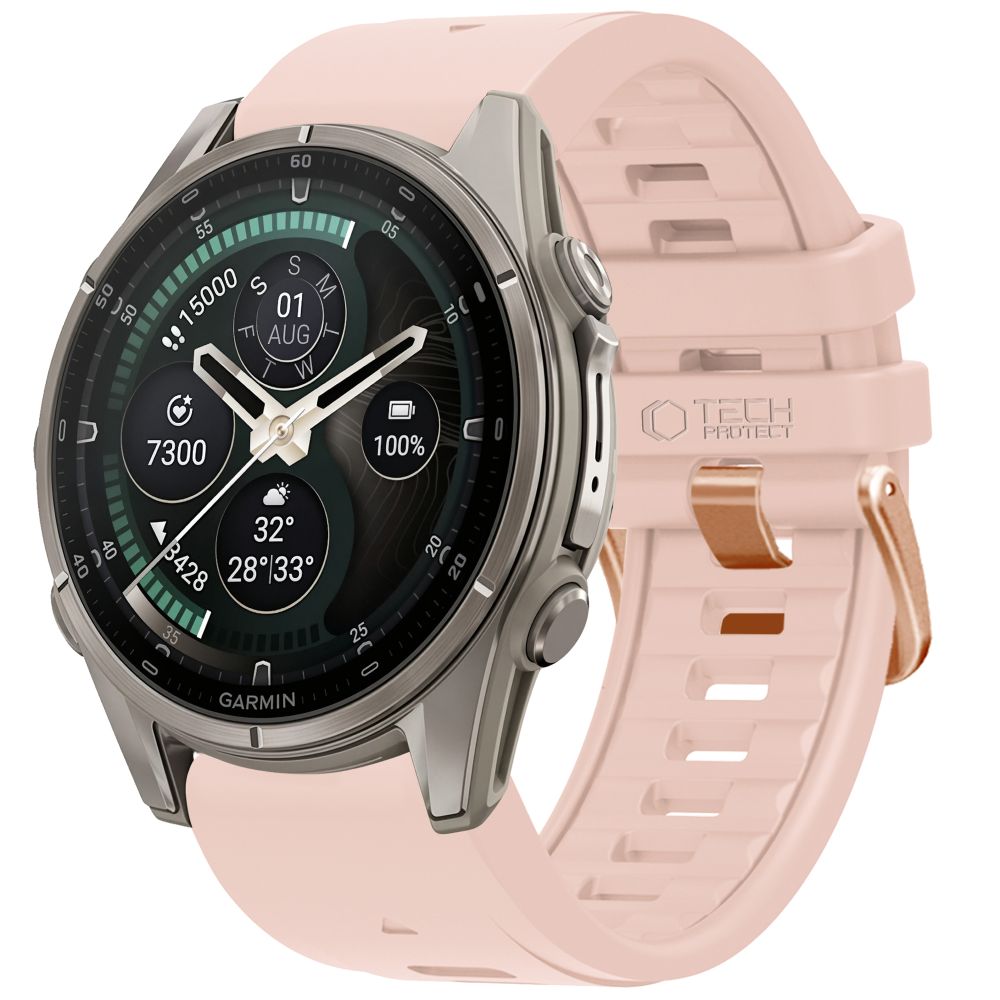 Dirželis Tech-Protect Silicone Garmin Fenix 5S / 5S Plus / 6S / 6S Pro / 7S / 8 / 9 / 9 Pro (43 mm), rožinis -- Garmin...
