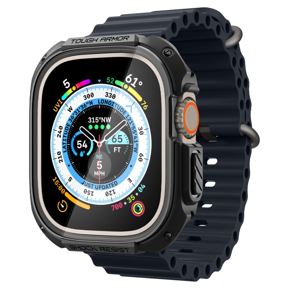 Dėklas Spigen Tough Armor Apple Watch Ultra 1 / 2 (49 mm), juodas -- Apple Watch Ultra (49 mm), Apple Watch Ultra 2 (49 mm)