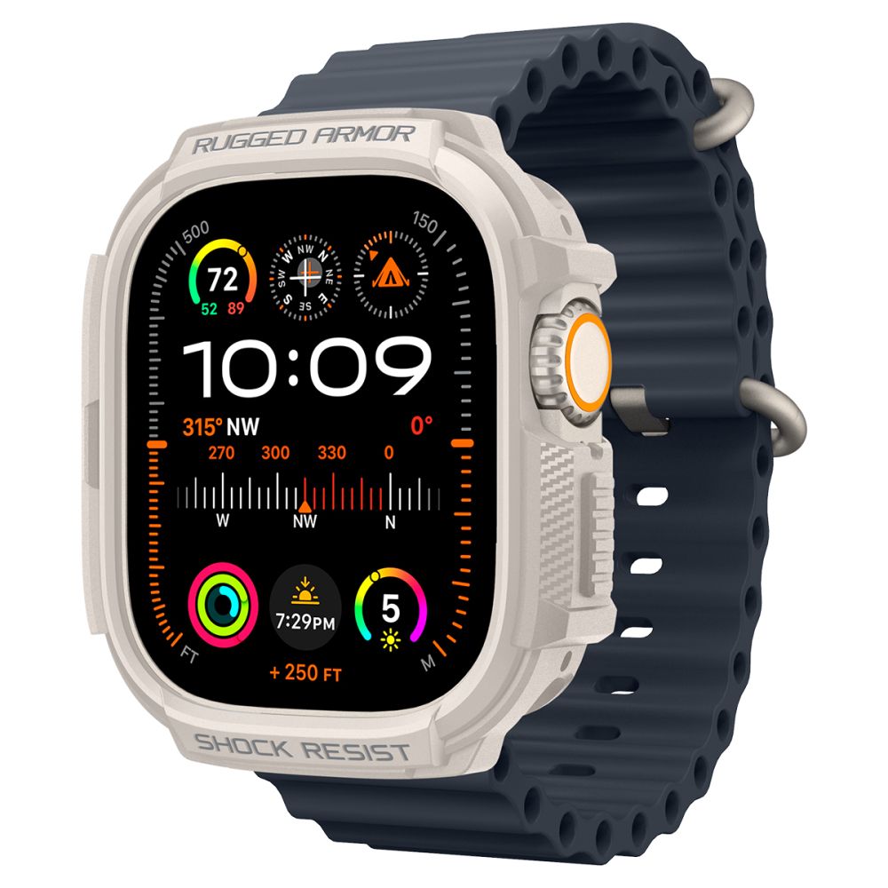 Dėklas Spigen Rugged Armor Apple Watch Ultra 1 / 2 / 3 (49 mm), smėlio spalvos -- Apple Watch Ultra (49 mm), Apple Watch...