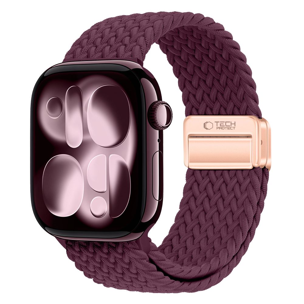 Dirželis Tech-Protect NylonMag Apple Watch 8 / 9 / 10 / 11 / 12 / SE / Ultra (44 / 45 / 46 / 49 mm), tamsiai bordo --...