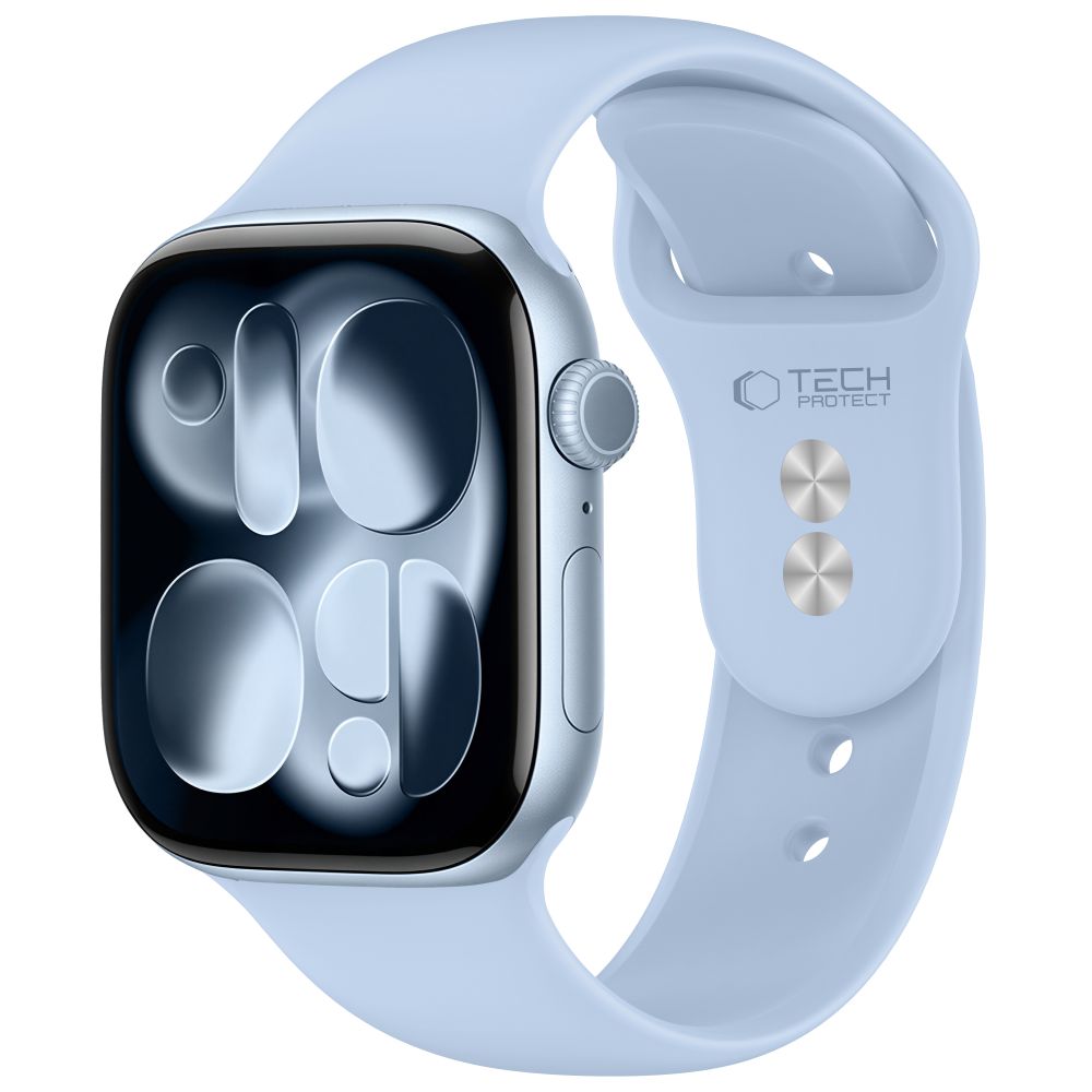 Dirželis Tech-Protect Silicone Apple Watch 8 / 9 / 10 / 11 / 12 / SE (40 / 41 / 42 mm), šviesiai mėlynas -- Apple Watch 8...