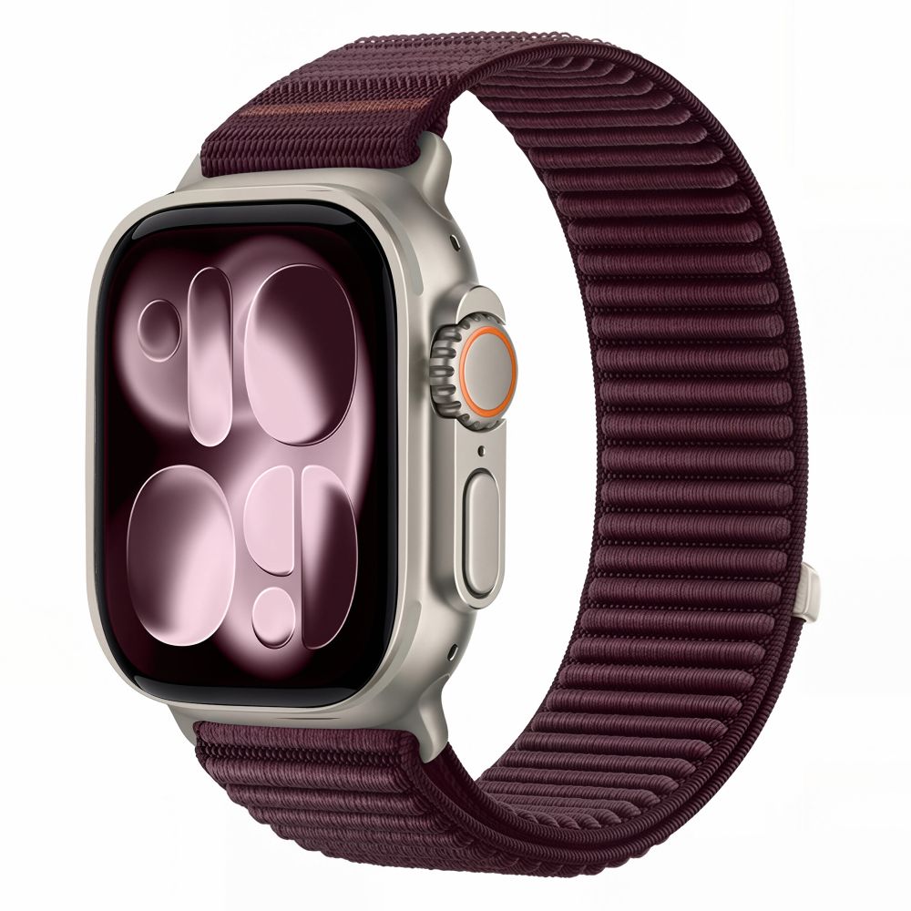 Dirželis Tech-Protect NylonLoop Apple Watch 8 / 9 / 10 / 11 / 12 / SE / Ultra (44 / 45 / 46 / 49 mm), tamsiai bordo --...