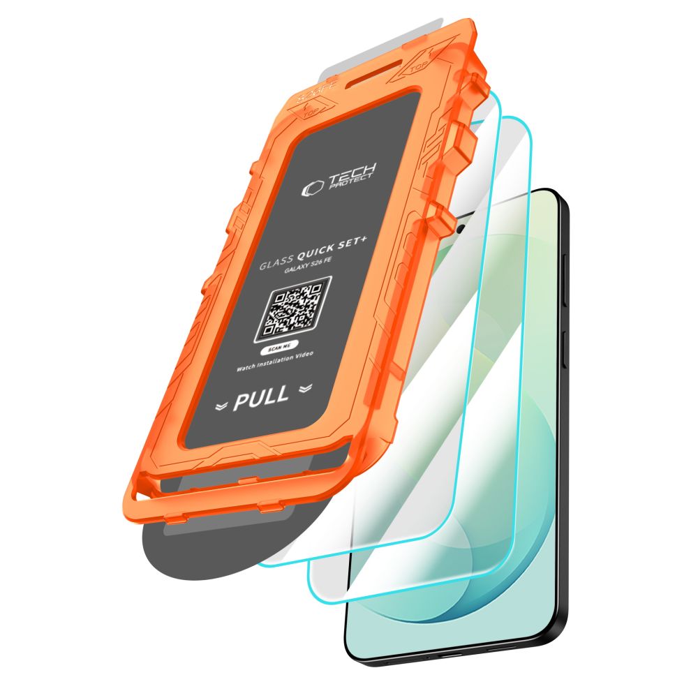 Apsauginis stiklas Tech-Protect Quick Set+ 2 vnt. Galaxy S26 FE, skaidrus -- Galaxy S26 FE