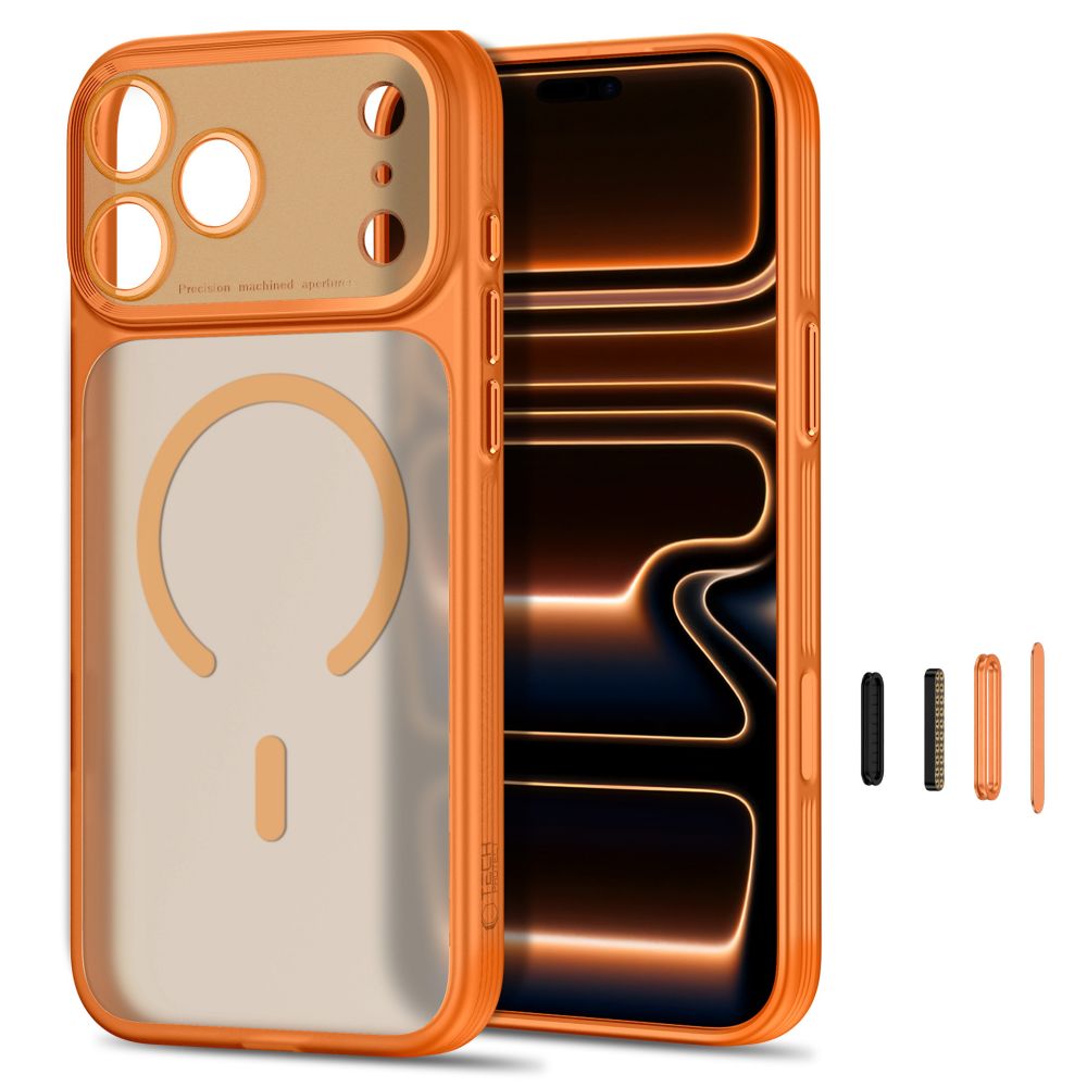 Dėklas Tech-Protect MagPrime MagSafe CC iPhone 17 Pro Max / 18 Pro Max, matinis oranžinis -- iPhone 17 Pro Max, iPhone 18...