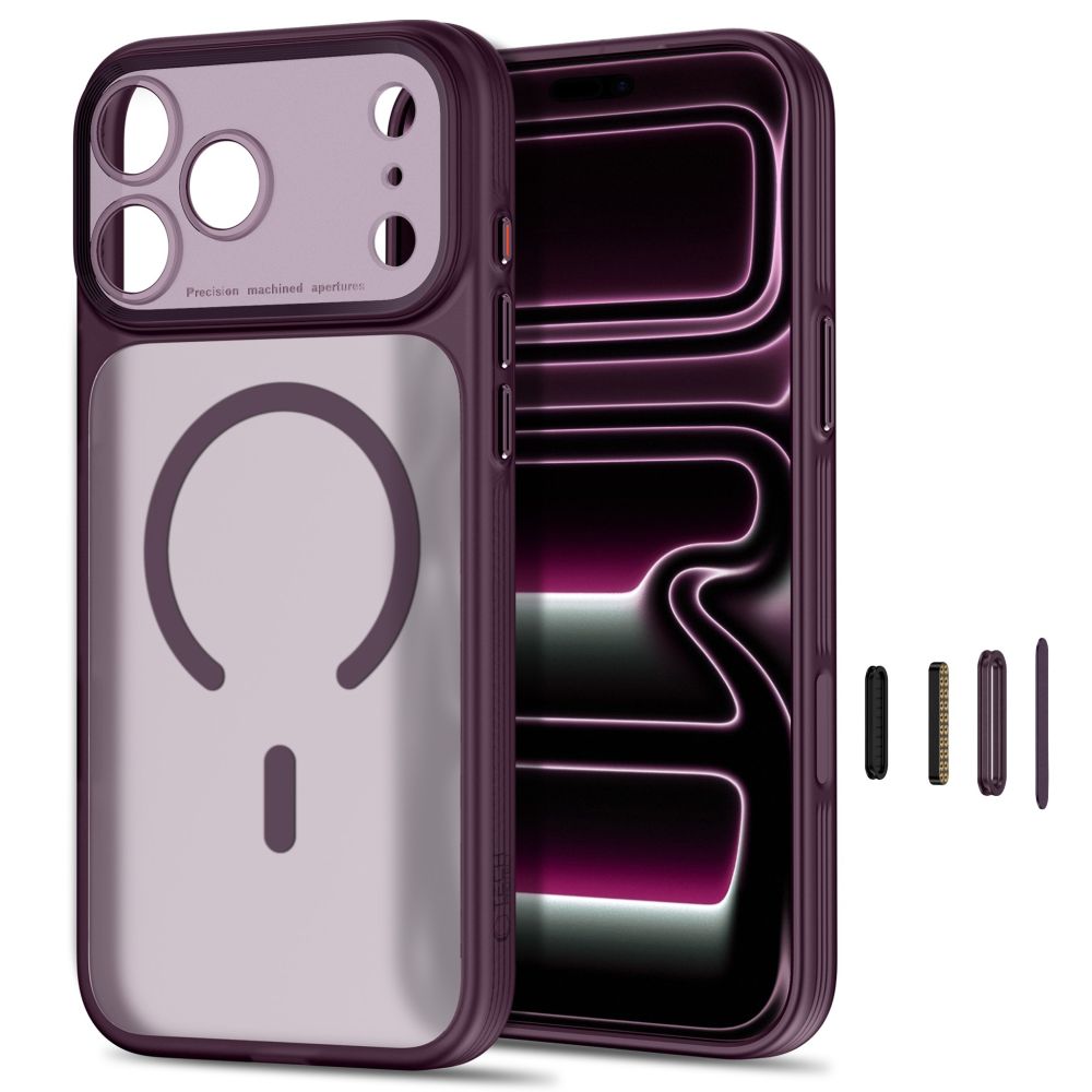 Dėklas Tech-Protect MagPrime MagSafe CC iPhone 17 Pro Max / 18 Pro Max, matinis tamsiai vyšninis -- iPhone 17 Pro Max,...