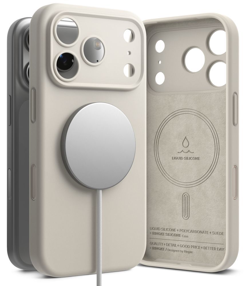 Dėklas Ringke Silicone Magnetic MagSafe iPhone 17 Pro Max / 18 Pro Max, akmens pilkas -- iPhone 17 Pro Max, iPhone 18 Pro Max