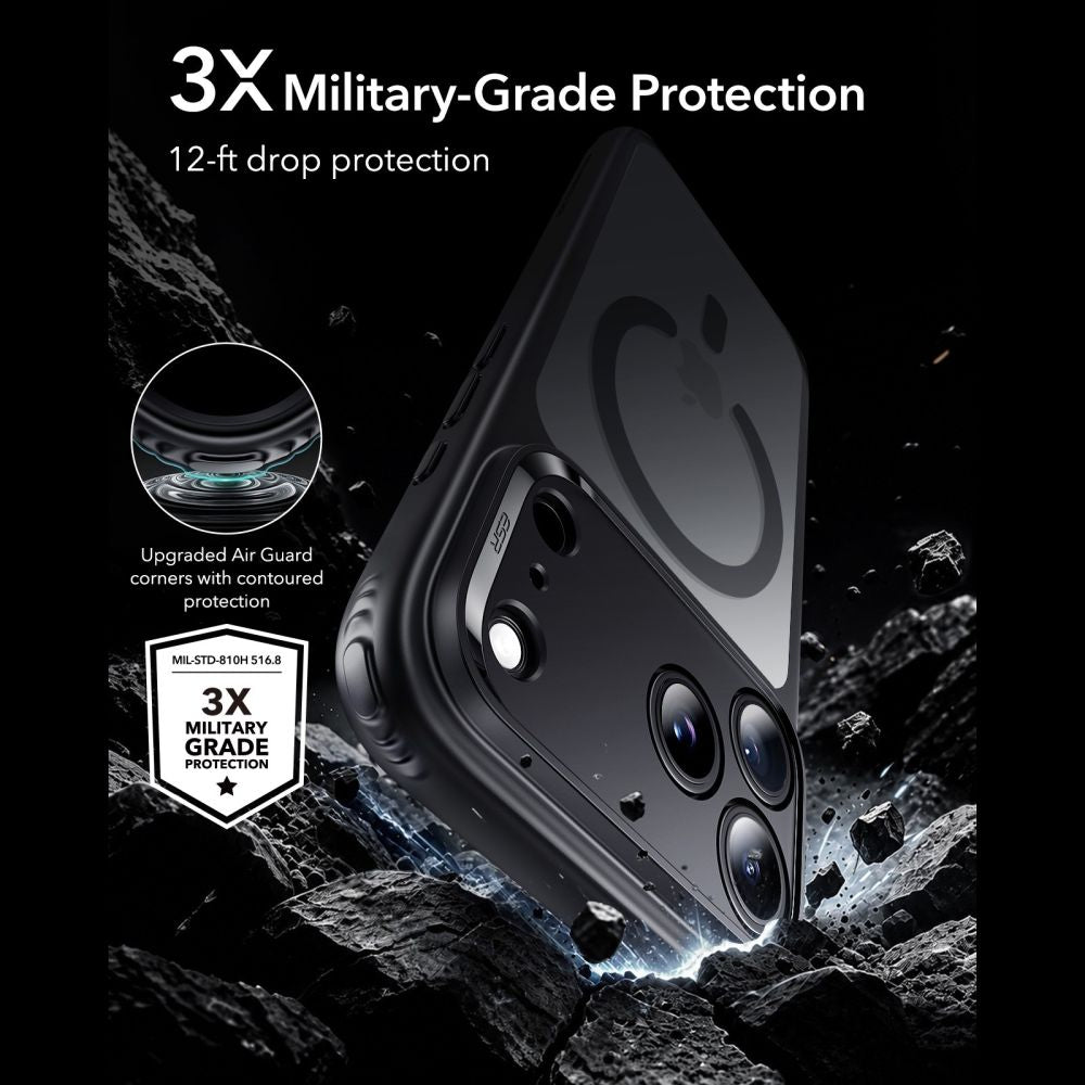 Dėklas ESR Classic Hybrid MagSafe iPhone 17 Pro Max / 18 Pro Max, matinis juodas -- iPhone 17 Pro Max, iPhone 18 Pro Max