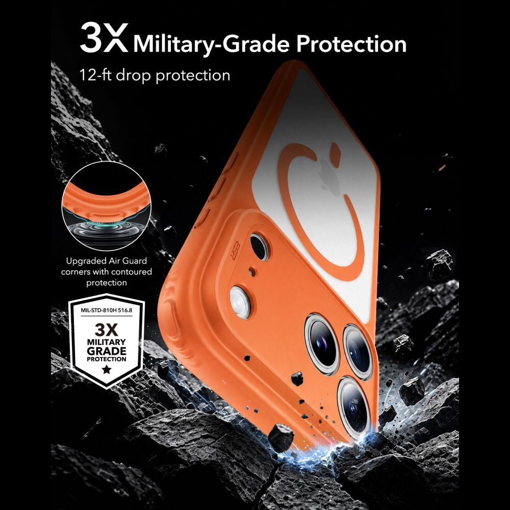 Dėklas ESR Classic Hybrid MagSafe iPhone 17 Pro / 18 Pro, matinis oranžinis -- iPhone 17 Pro, iPhone 18 Pro