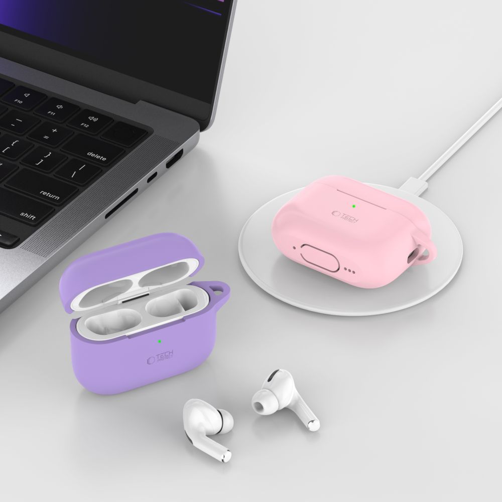 Dėklas Tech-Protect Silicone Hook Apple AirPods Pro 1 / 2, šviesiai mėlynas -- AirPods Pro (1 gen.), AirPods Pro (2 gen.)