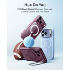 Dėklas ESR Classic Hybrid Kickstand MagSafe iPhone 17 Pro / 18 Pro, matinis tamsiai bordo -- iPhone 17 Pro, iPhone 18 Pro