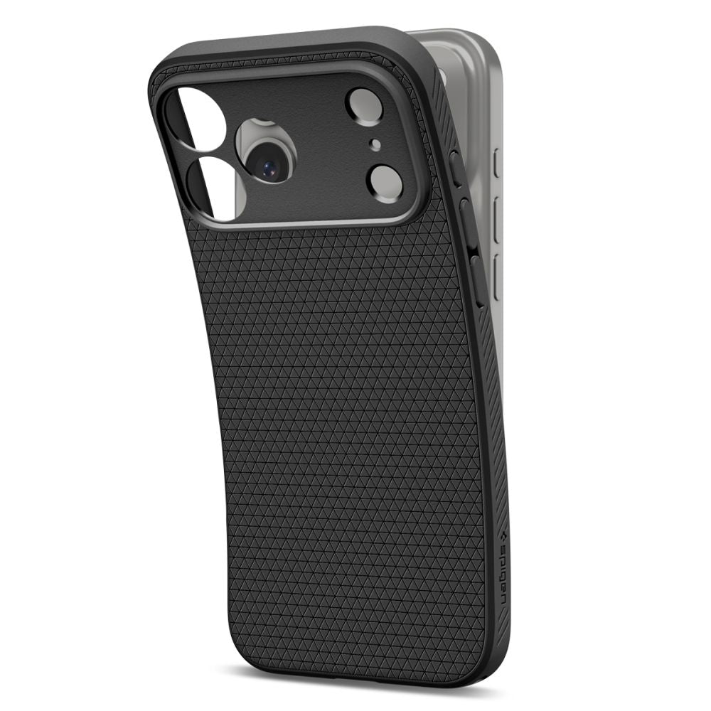 Dėklas Spigen Liquid Air iPhone 17 Pro / 18 Pro, matinis juodas -- iPhone 17 Pro, iPhone 18 Pro