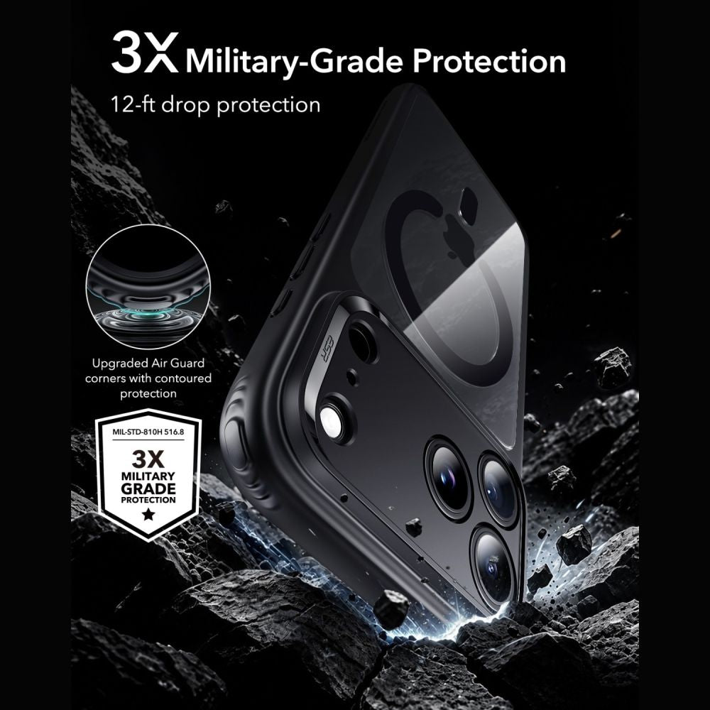 Dėklas ESR Classic Hybrid MagSafe iPhone 17 Pro Max / 18 Pro Max, skaidrus/juodas -- iPhone 17 Pro Max, iPhone 18 Pro Max