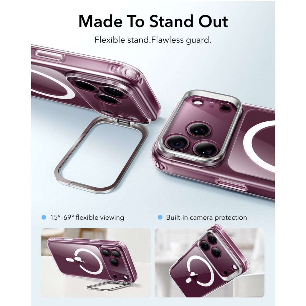 Dėklas ESR Classic Hybrid Kickstand MagSafe iPhone 17 Pro / 18 Pro, skaidrus -- iPhone 17 Pro, iPhone 18 Pro