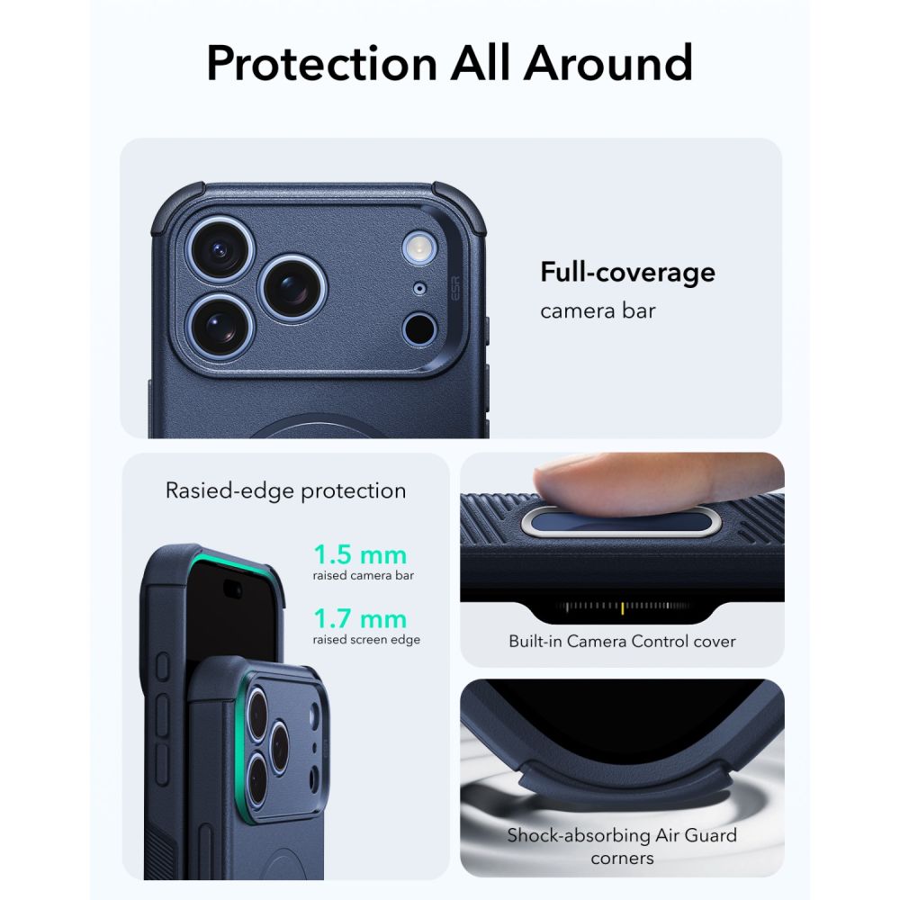 Dėklas ESR Cyber Tough MagSafe iPhone 17 Pro Max / 18 Pro Max, mėlynas -- iPhone 17 Pro Max, iPhone 18 Pro Max